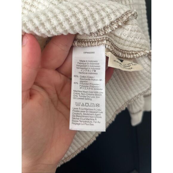 Madewell Waffle Split Neck Crop Tee Long Sleeve Size XXS - Picture 5 of 8